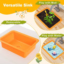 Kids Mud Kitchen Fir Wood Playset with Planting Pots and Blackboards-Natural by LJGDeals