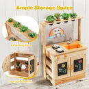 Kids Mud Kitchen Fir Wood Playset with Planting Pots and Blackboards-Natural by LJGDeals