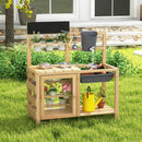 Mud Kitchen Playset with Sink and Plants Observation Room-Natural by LJGDeals