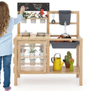 Mud Kitchen Playset with Sink and Plants Observation Room-Natural by LJGDeals
