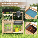 Mud Kitchen Playset with Sink and Plants Observation Room-Natural by LJGDeals