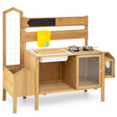Wooden Mud Kitchen for Kids with Detachable Bird Cage