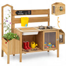 Wooden Mud Kitchen for Kids with Detachable Bird Cage