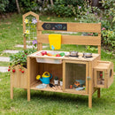 Wooden Mud Kitchen for Kids with Detachable Bird Cage