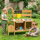 Wooden Mud Kitchen for Kids with Detachable Bird Cage