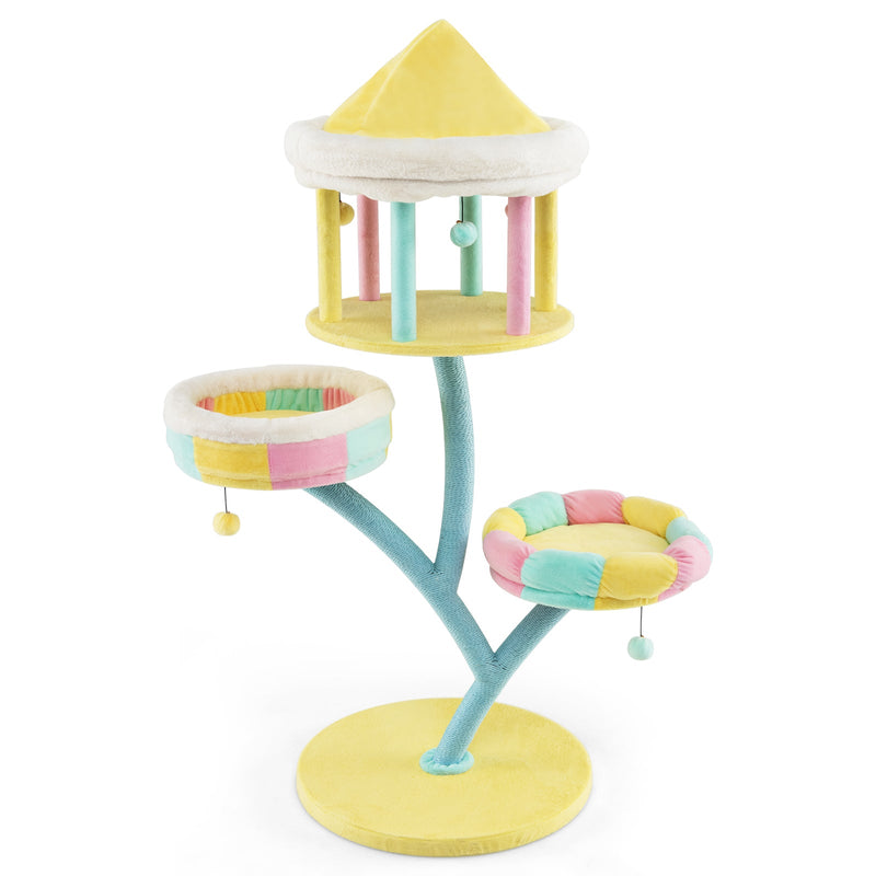 Multi-Layer Cat Tree with 2 Removable Perches Scratching Posts-Color, photo 3 of 8