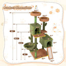 Multi-level Cactus Cat Tree with Scratching Posts Ladder Double Condos and Toys Bed-Green by LJGDeals