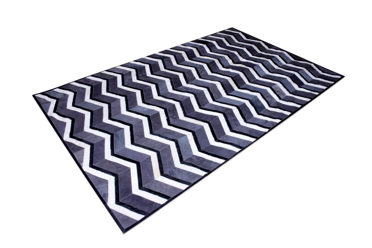 MULTI HERRINGBONE – Chevron Patchwork Cowhide Rug, photo 4 of 7