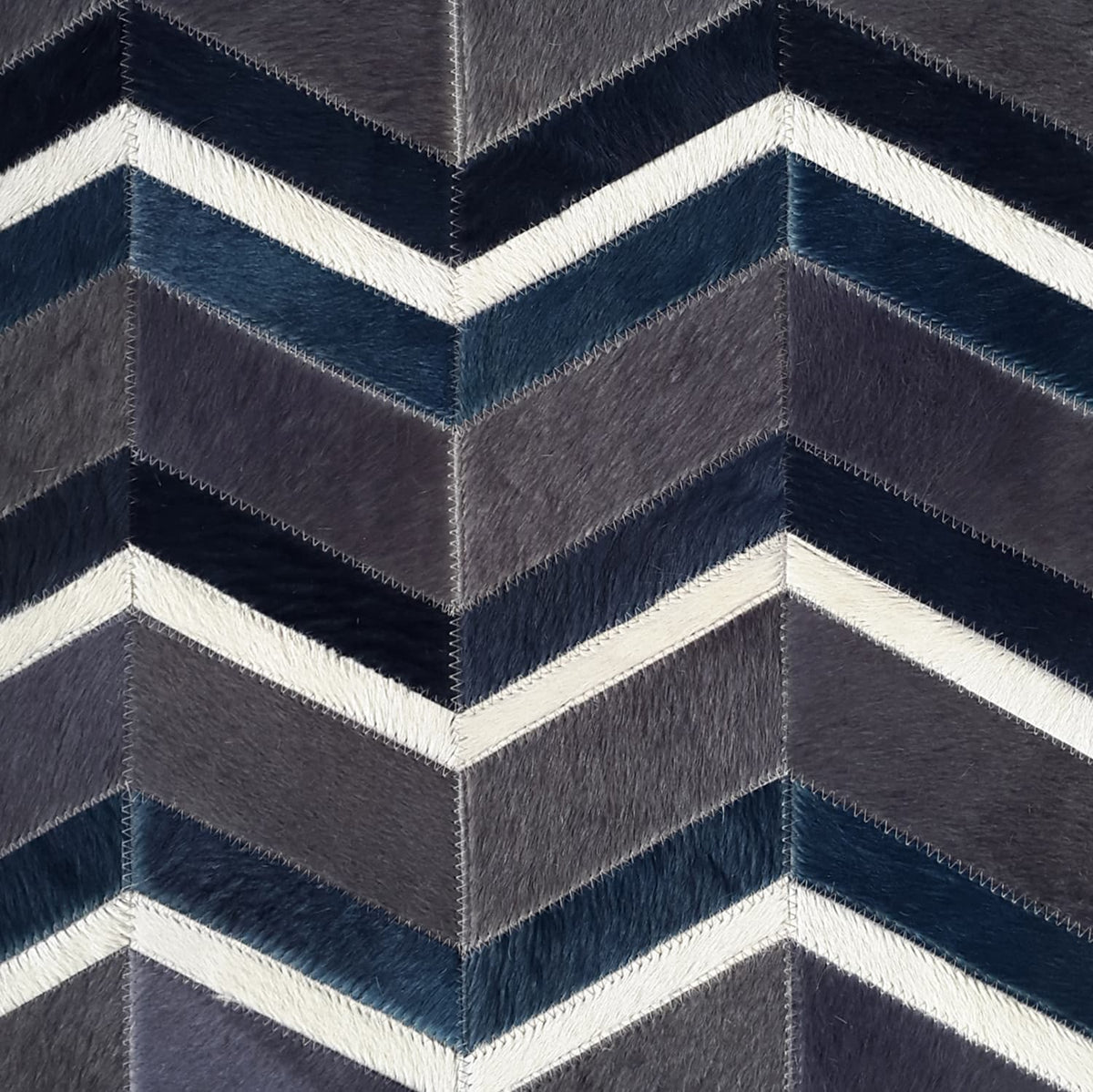 MULTI HERRINGBONE – Chevron Patchwork Cowhide Rug