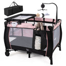 Baby Playpen with Changing Table and Bassinet - Pink