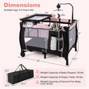 Baby Playpen with Changing Table and Bassinet - Pink