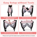 Baby Playpen with Changing Table and Bassinet - Pink