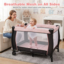 Baby Playpen with Changing Table and Bassinet - Pink