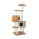 Modern Wooden Cat Tree with Perch Condos and Washable Cushions-Natural by LJGDeals