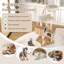 Modern Wooden Cat Tree with Perch Condos and Washable Cushions-Natural by LJGDeals