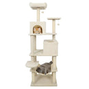 Multi-level Cat Tree Modern Cat Tower with Upholstered Perch and 2 Cat Condo by DirectDeals