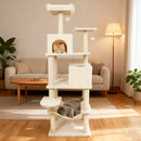 Multi-level Cat Tree Modern Cat Tower with Upholstered Perch and 2 Cat Condo by DirectDeals
