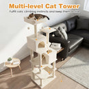 Multi-level Cat Tree Modern Cat Tower with Upholstered Perch and 2 Cat Condo by LJGDeals