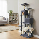 Multi-level Cat Tree Modern Cat Tower with Upholstered Perch and 2 Cat Condo by LJGDeals