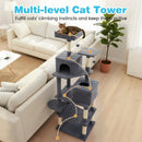 Multi-level Cat Tree Modern Cat Tower with Upholstered Perch and 2 Cat Condo by LJGDeals