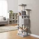 Multi-level Cat Tree Modern Cat Tower with Upholstered Perch and 2 Cat Condo by LJGDeals