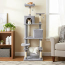 Multi-level Cat Tree Modern Cat Tower with Upholstered Perch and 2 Cat Condo by LJGDeals