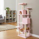 Multi-level Cat Tree Modern Cat Tower with Upholstered Perch and 2 Cat Condo by LJGDeals