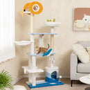 Multi-level Ocean-themed Cat Tree Tower with Sisal Covered Scratching Posts-Blue by LJGDeals