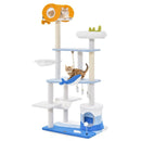 Multi-level Ocean-themed Cat Tree Tower with Sisal Covered Scratching Posts-Blue by LJGDeals