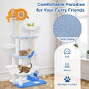 Multi-level Ocean-themed Cat Tree Tower with Sisal Covered Scratching Posts-Blue by LJGDeals