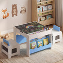 Multi-purpose Activity Kids Table and Chairs Set with Double-sided Tabletop