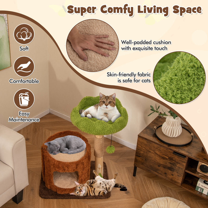 Multifunctional Cat Tree Cat Tower with Scratching Posts and Top Perch-Brown, photo 8 of 8