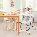 Multifunctional Folding Baby High Chair with Rolling Wheels and Adjustable Height by LJGDeals