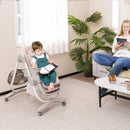 Multifunctional Folding Baby High Chair with Rolling Wheels and Adjustable Height by LJGDeals