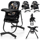 Multifunctional Folding Baby High Chair with Rolling Wheels and Adjustable Height by LJGDeals