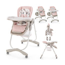 Multifunctional Folding Baby High Chair with Rolling Wheels and Adjustable Height