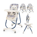 Multifunctional Folding Baby High Chair with Rolling Wheels and Adjustable Height by LJGDeals