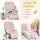 Multifunctional Folding Baby High Chair with Rolling Wheels and Adjustable Height by LJGDeals