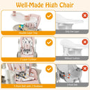 Multifunctional Folding Baby High Chair with Rolling Wheels and Adjustable Height by LJGDeals