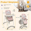 Multifunctional Folding Baby High Chair with Rolling Wheels and Adjustable Height by LJGDeals