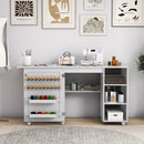 Multifunctional Folding Sewing Machine Craft Station with Storage Shelves-White by LJGDeals