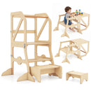 Multifunctional Kids Kitchen Step Stool with Removable Safety Bar and Fixing Buckles