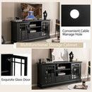 TV Stand for TVs up to 70 with Glass Doors Cubbies and Drawer by LJGDeals