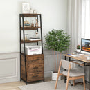 Multifunctional Tall Bookcase with Open Shelves and Storage Drawers by LJGDeals