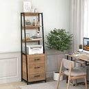 Multifunctional Tall Bookcase with Open Shelves and Storage Drawers by LJGDeals
