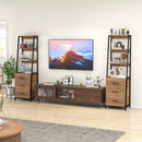 Multifunctional Tall Bookcase with Open Shelves and Storage Drawers by LJGDeals