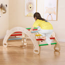 4-in-1 Multifunctional Wooden Climbing Toys with Rocker and Crawling Tunnel-Multicolor by LJGDeals