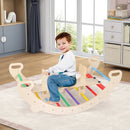 4-in-1 Multifunctional Wooden Climbing Toys with Rocker and Crawling Tunnel-Multicolor by LJGDeals