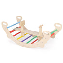 4-in-1 Multifunctional Wooden Climbing Toys with Rocker and Crawling Tunnel-Multicolor by LJGDeals