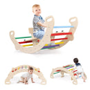 4-in-1 Multifunctional Wooden Climbing Toys with Rocker and Crawling Tunnel-Multicolor by LJGDeals